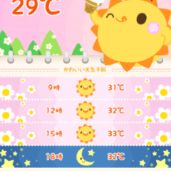 かわいいキャラクターがお出迎え！天気予報アプリ「かわいい天気予報2」のサムネイル